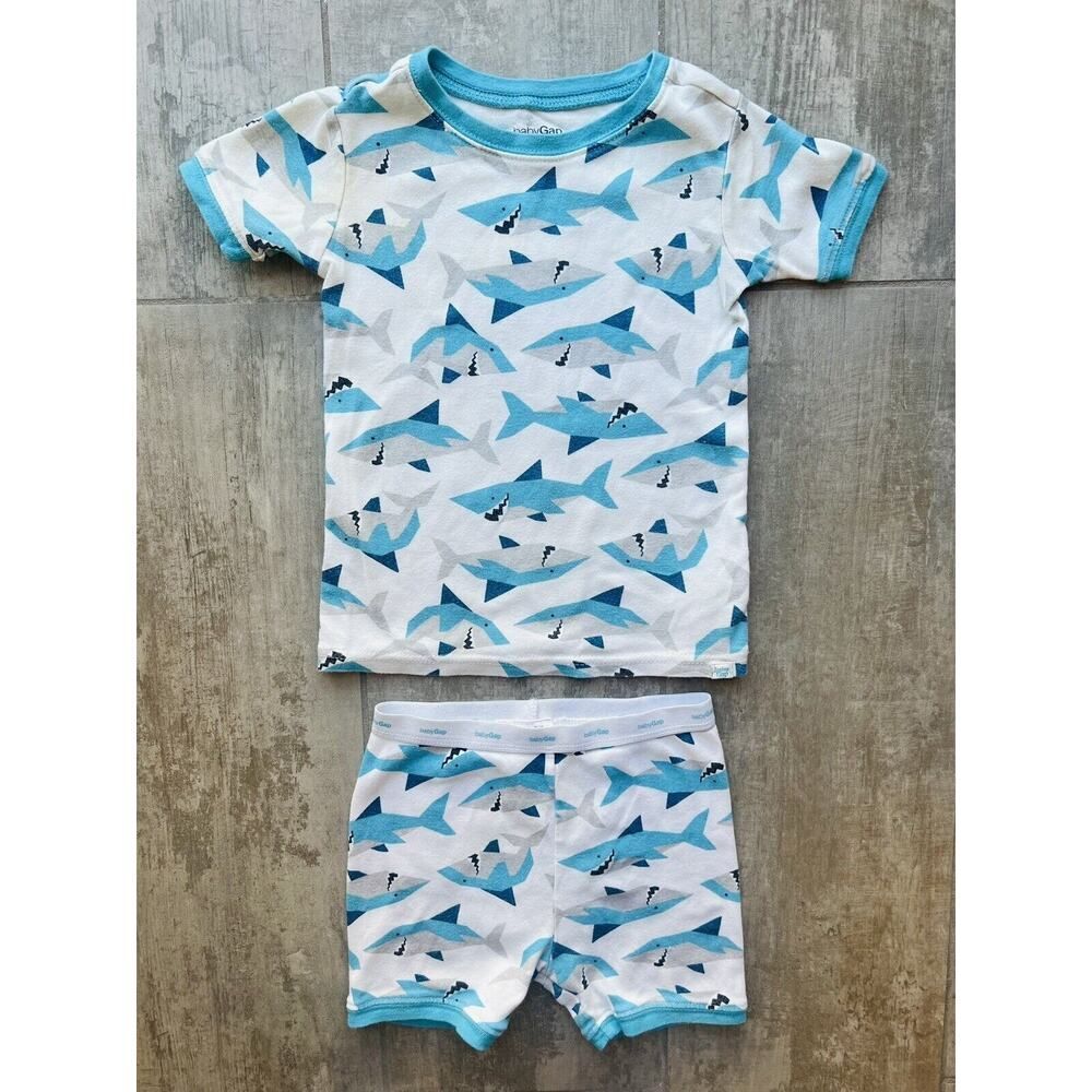 Baby Gap Boy Toddler 2 Piece Pjs Pajama Set Snug Fitting Cotton Shark Sleep 4T 4